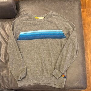 Aviator Nation Gray and Blue Crewneck Sweater